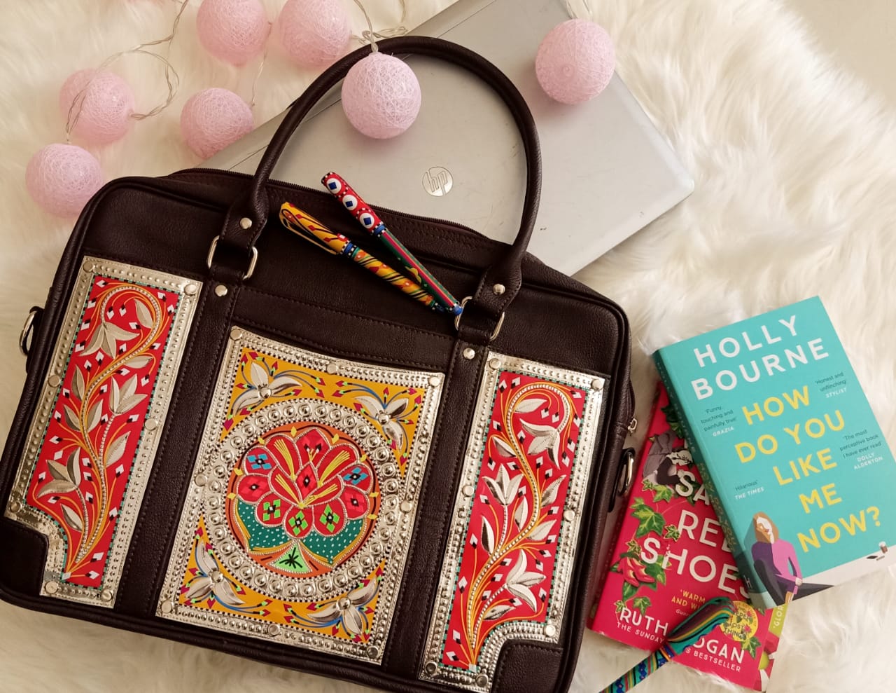 Brown Handmade Laptop Bag Urban Truck Art