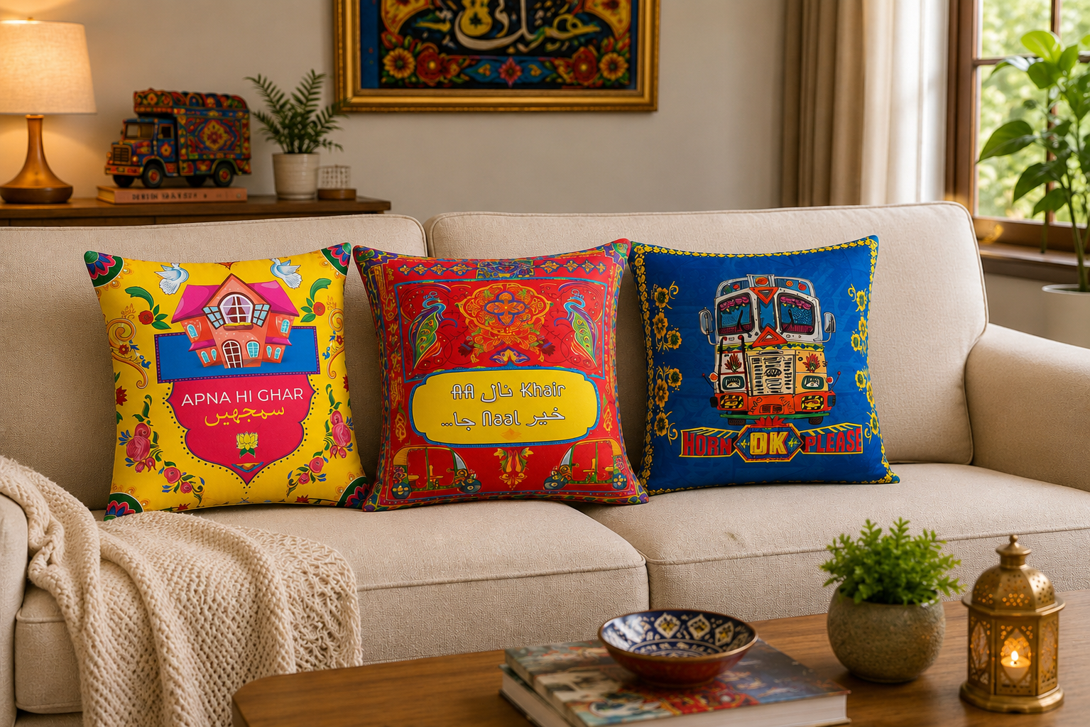How to Style Truck Art Cushion Covers in a Modern Home