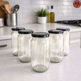6 Glass 1000ml Jars Transparent