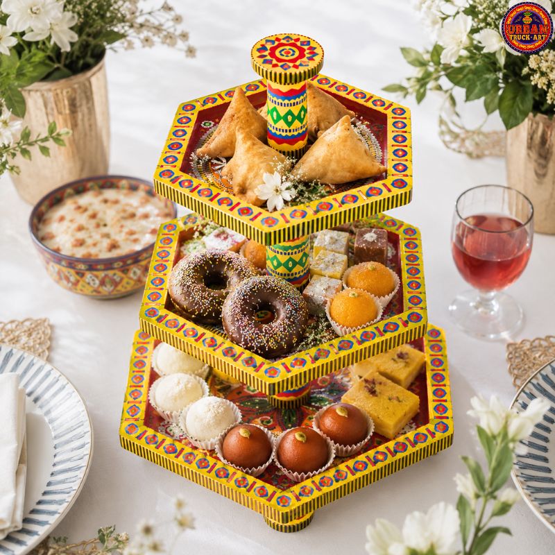 3 tier hexagon Truck Art Snack tray