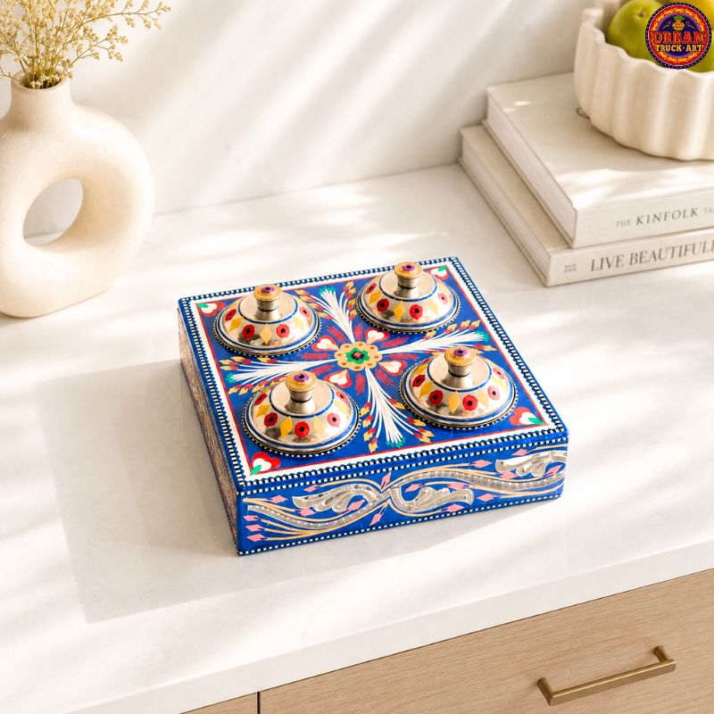 Square 4 Compartment Blue Nimco Box