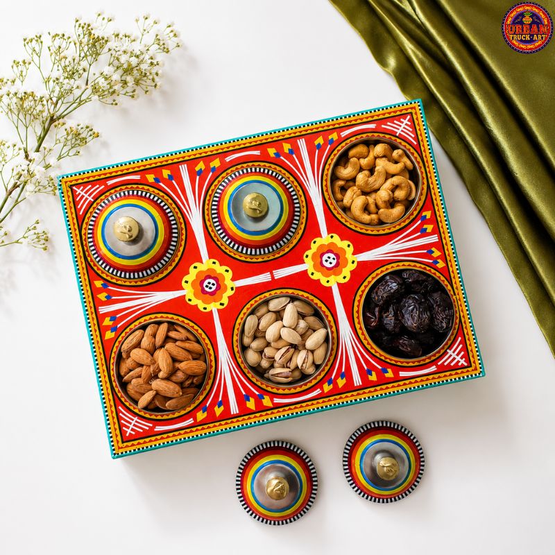 6 Compartment Red Dry Fruit Box