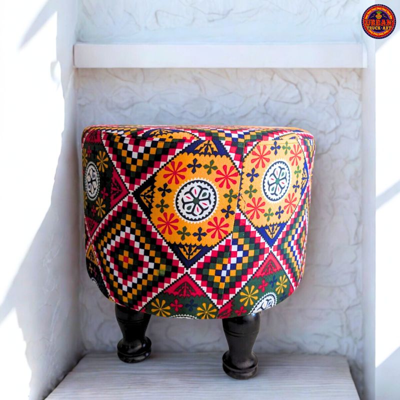 Ajrak Pattern Stool