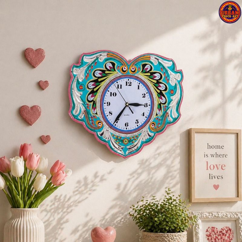 Aqua Heart Wall Clock