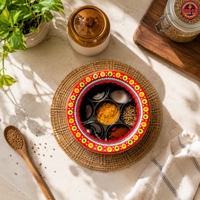 Red Glass Masala Box