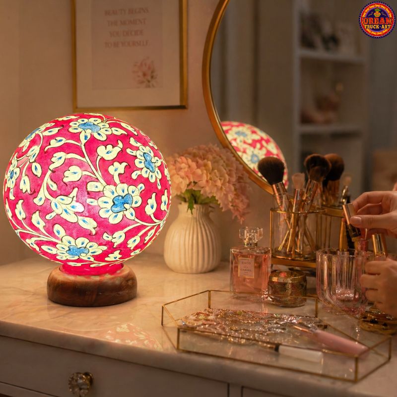 Berlin Red Round Camel Skin Lamp