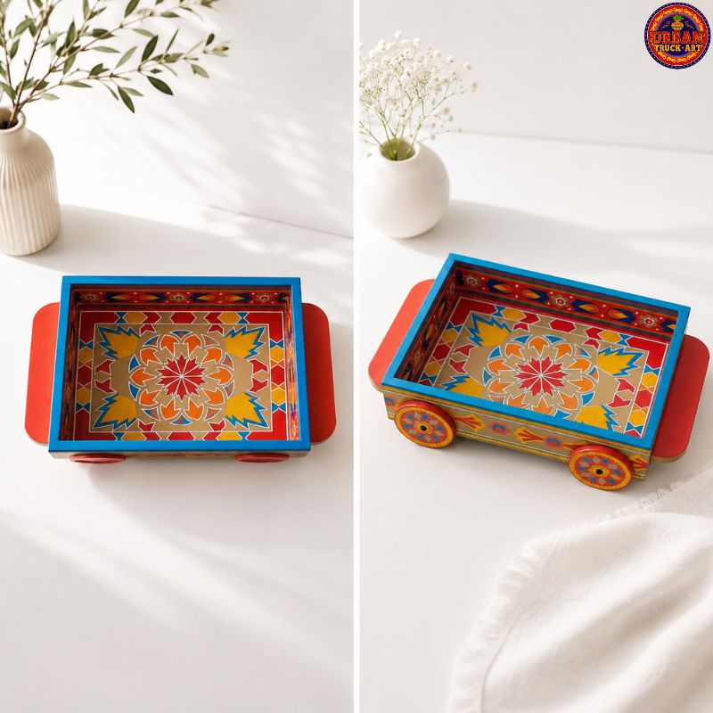 Bisque Tray On Wheels