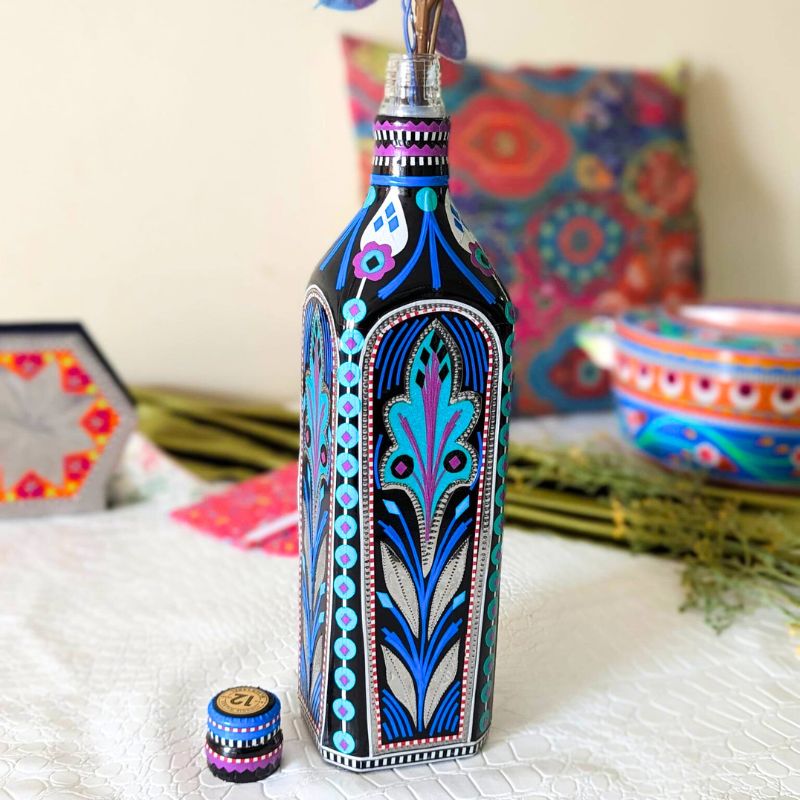 Blue Blossom Decorative Bottle