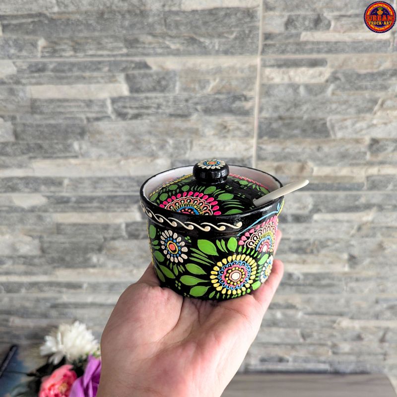 Black Mandala Milk & Sugar Pot