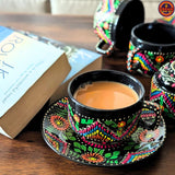 Black Mandala Truck Art Tea set Pakistan