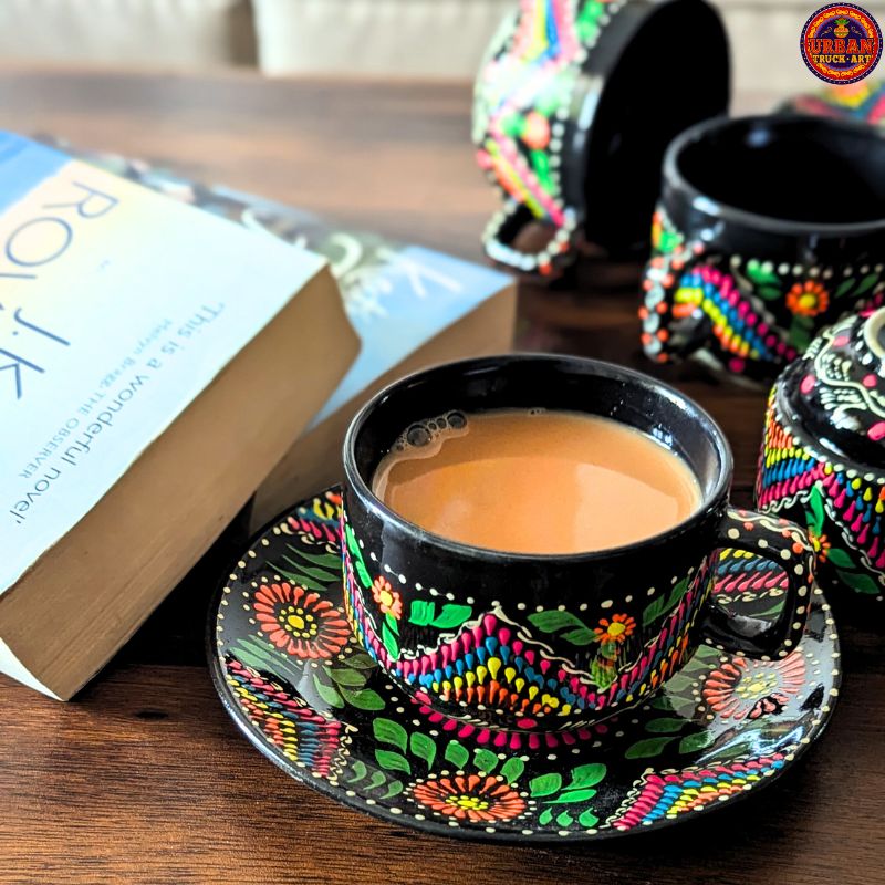 Black Mandala Truck Art Tea set Pakistan