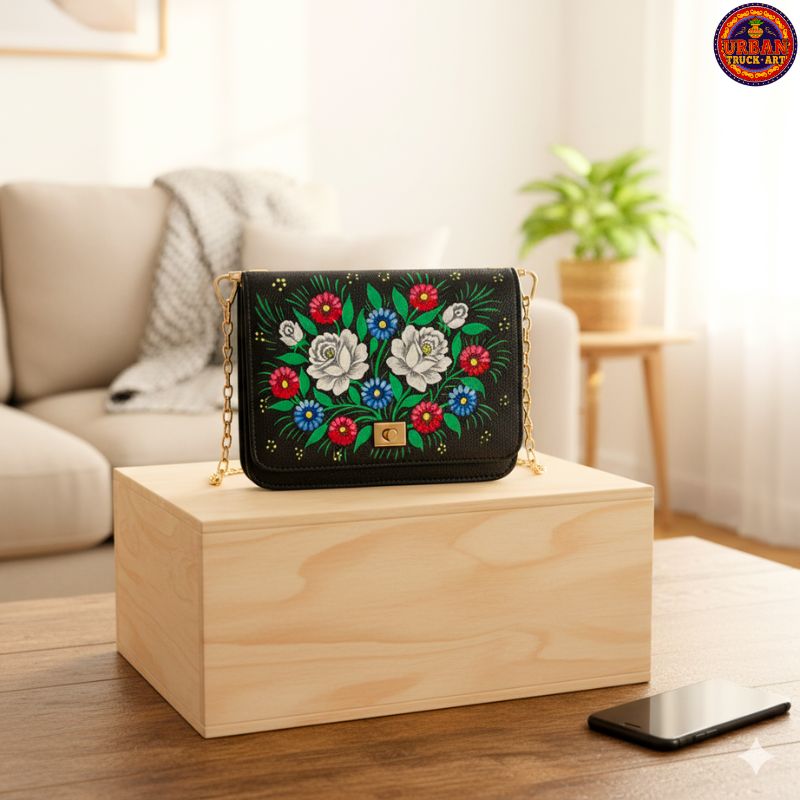 Truck Art Styled Hand Painted Clutch