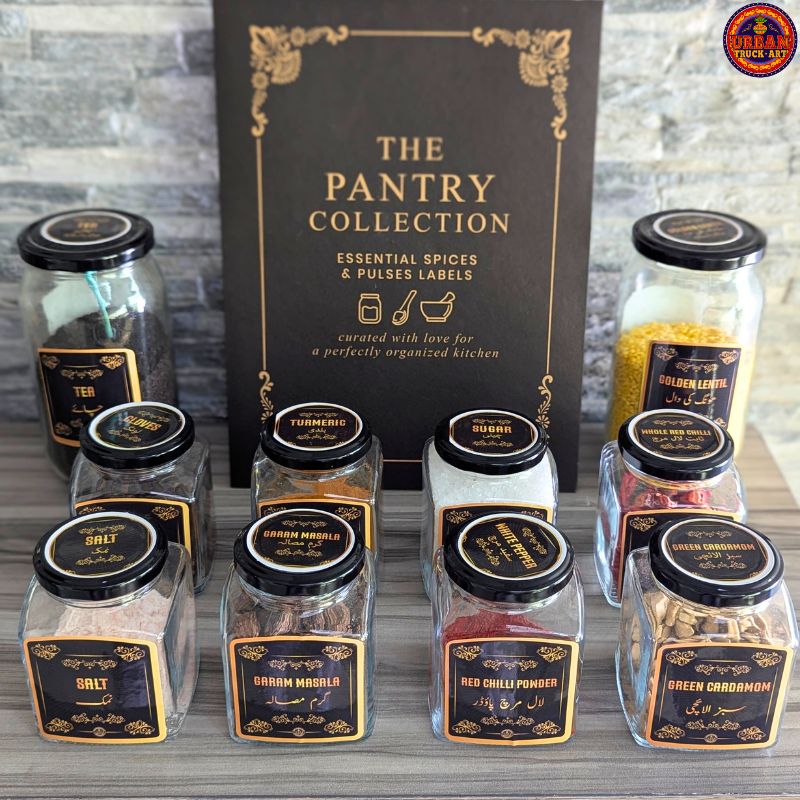 400ml glass jars with Black Spice Jars Label