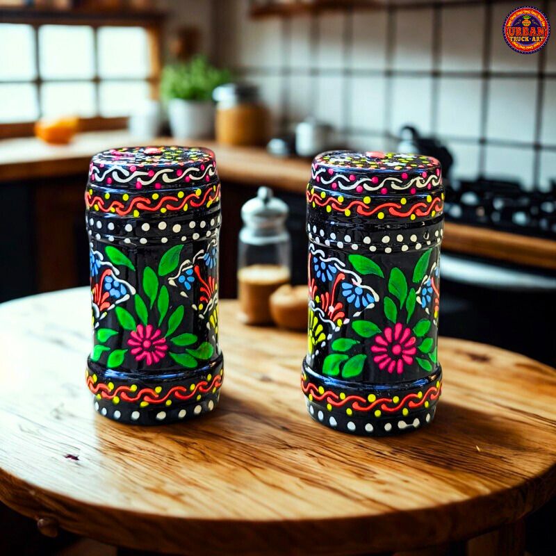 Black Mandala Art Salt & Pepper Dispenser