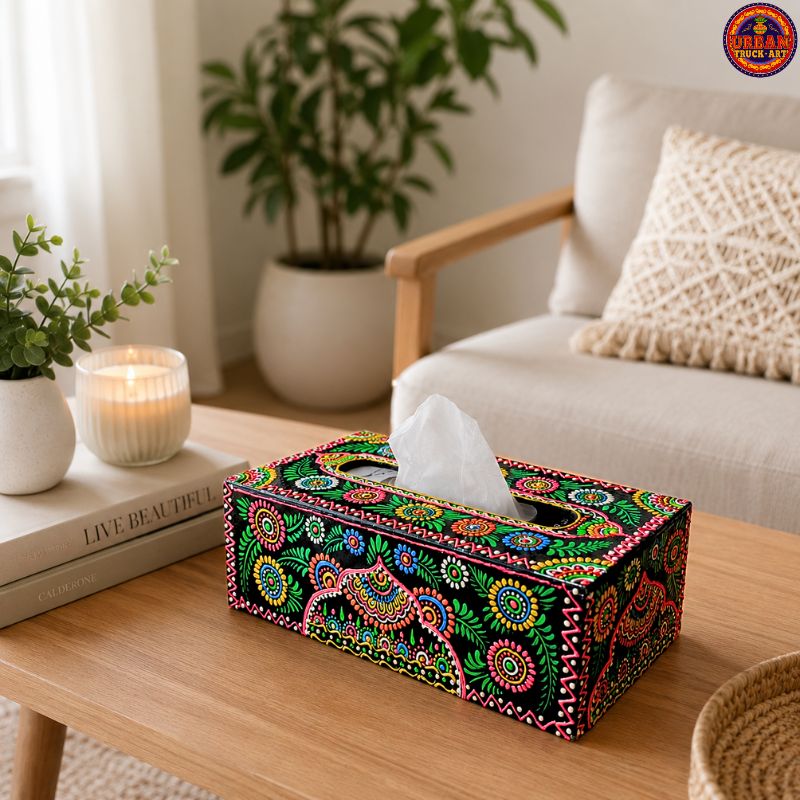 Black Mandala Art Tissue Box