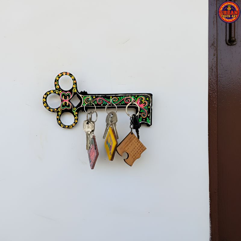 Black Mandala Art Key Holder