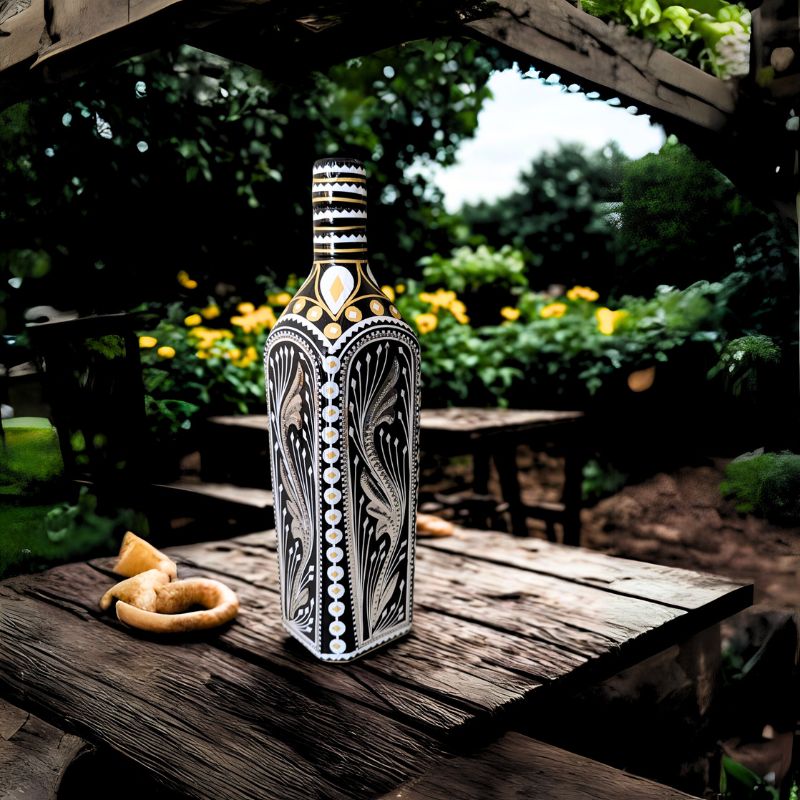 Black Silver Decorative Bottle
