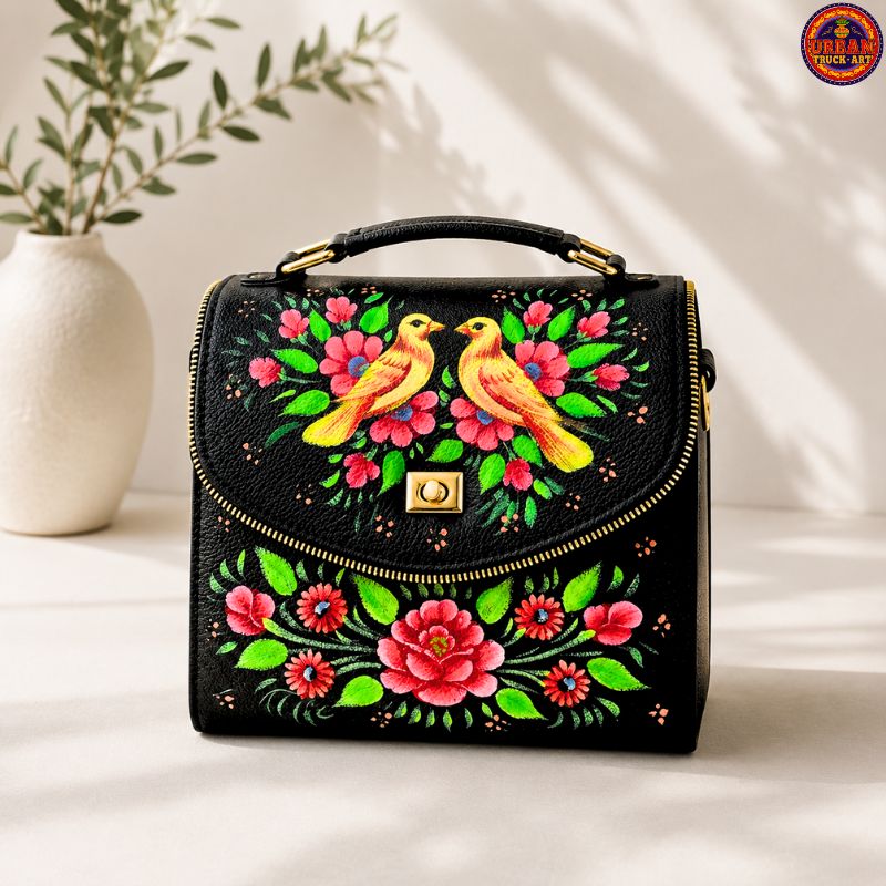 Black Sparrow Truck Art Inspired Hand Bag for Women