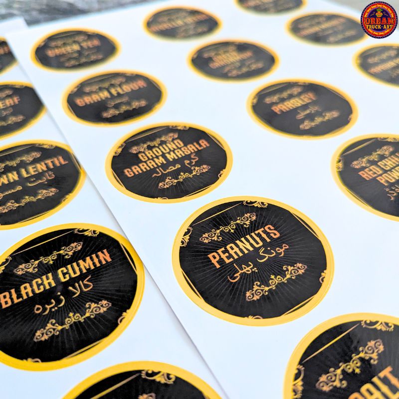 Black & Gold Spice Label Top Stickers 