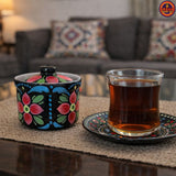Black Hand Painted Milk & Sugar Pot