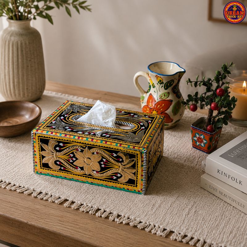 Black Truck Art Tissue Box 