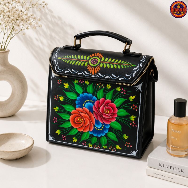 Black Truck Art Hand Painted Bag