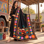 Black Truck Art Pakistani Shawl for Women
