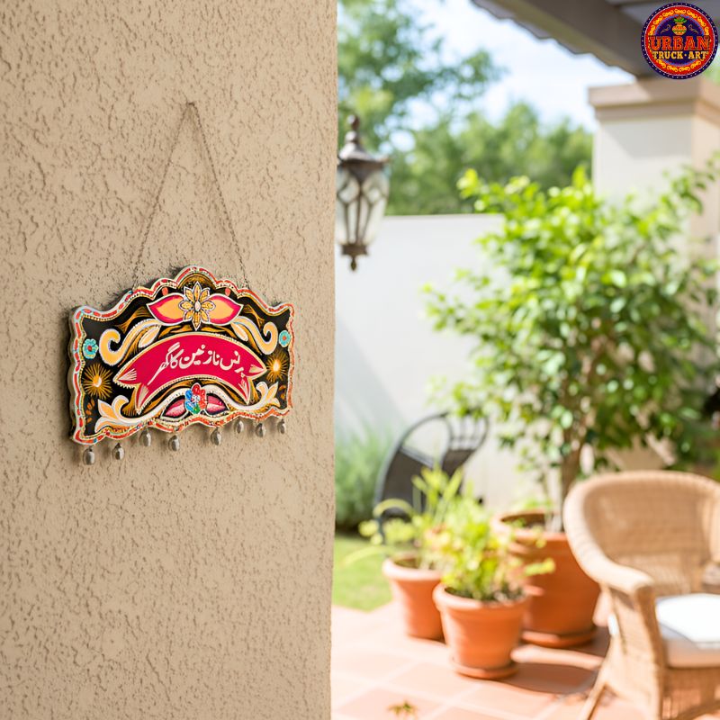 Black Handmade Chamakpatti Name Sign