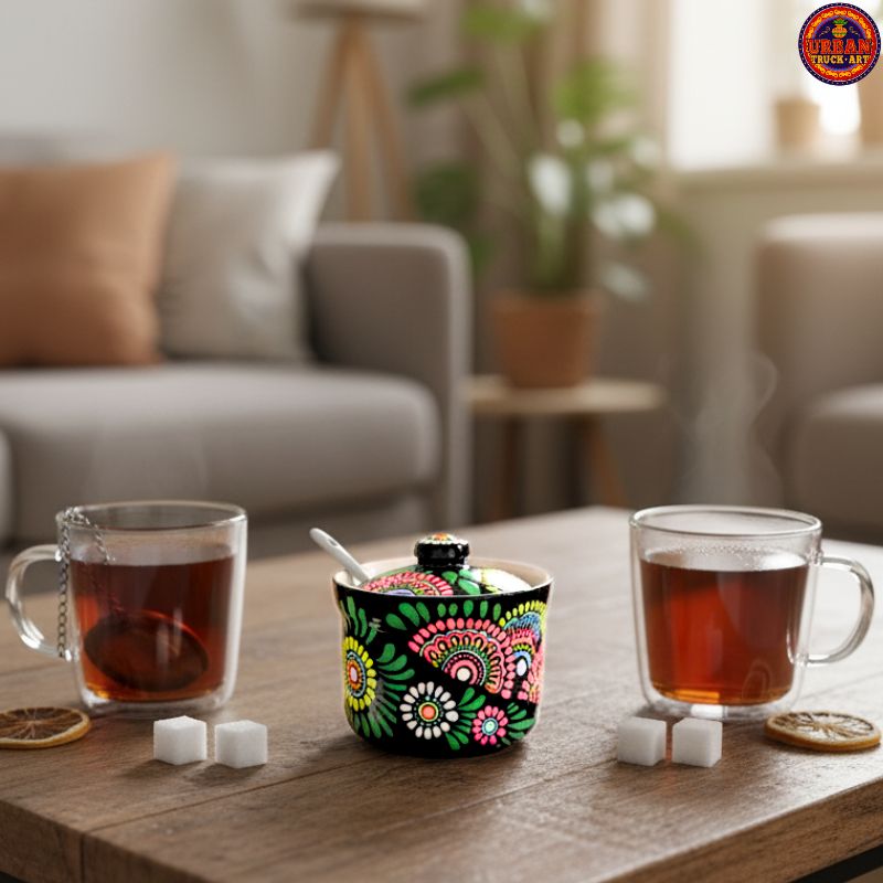 Black Mandala Milk & Sugar Pot