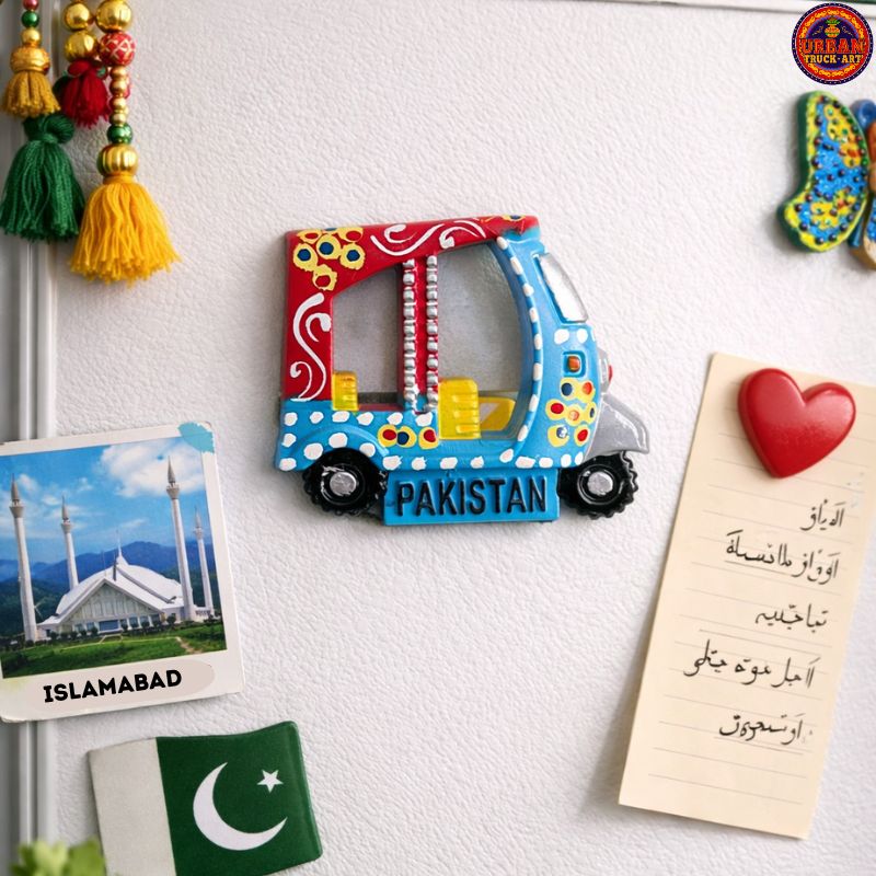 Blue Acrylic Rickshaw Pakistan Magnet