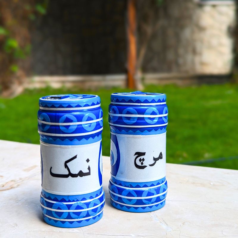 Blue Pottery Salt and Pepper Set