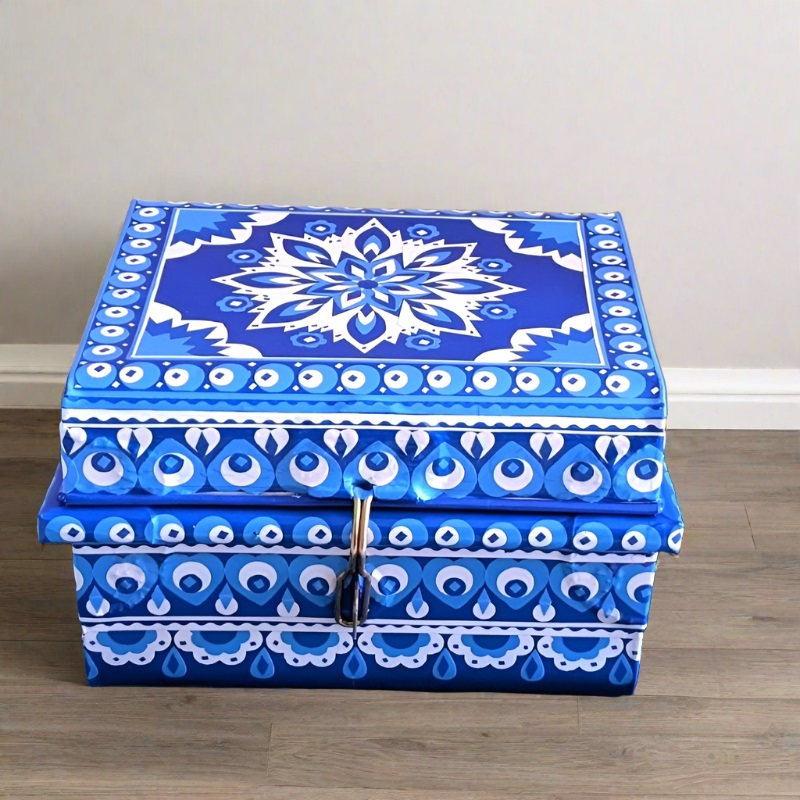 Blue Pottery Chamak Patti Trunk