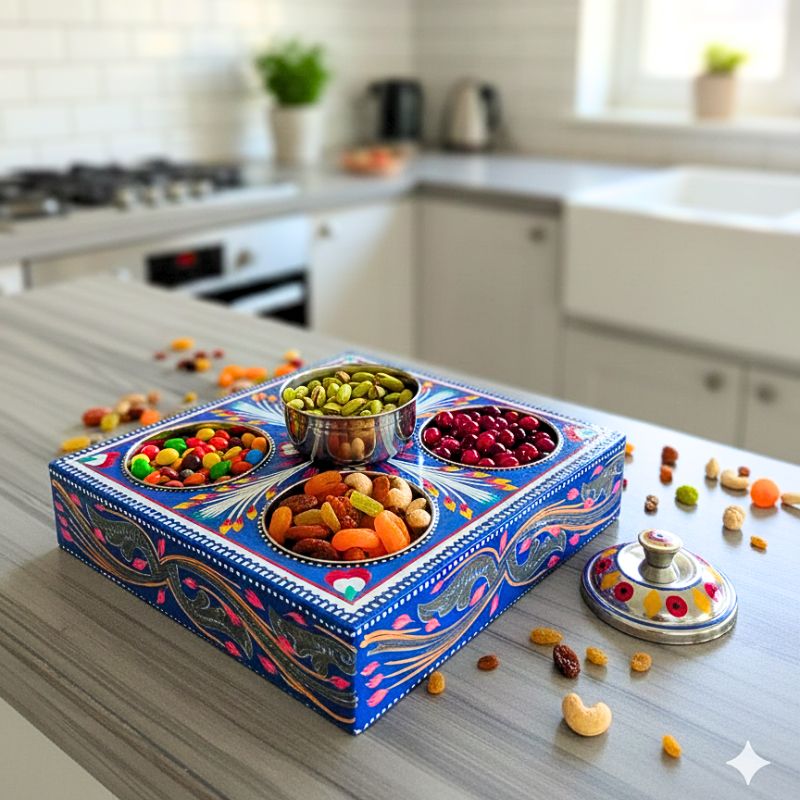 4 Compartment Blue Snack Box