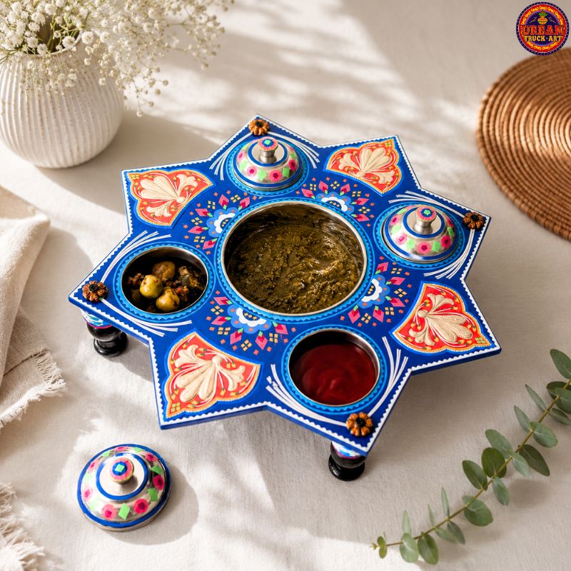Blue Octagon Chatni Tray