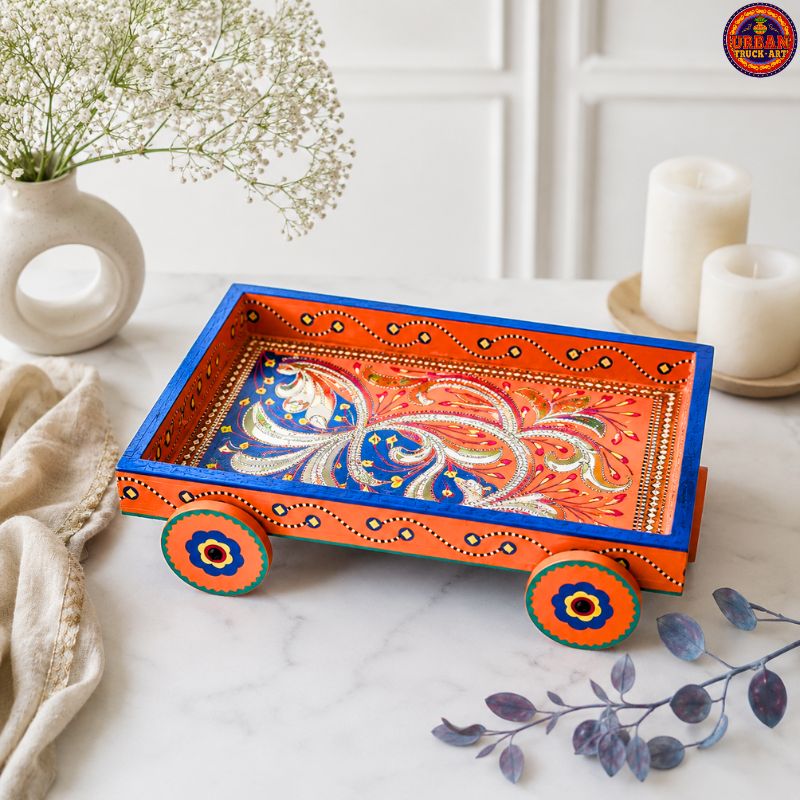 Blue Tray On Wheels Truck Art Tray