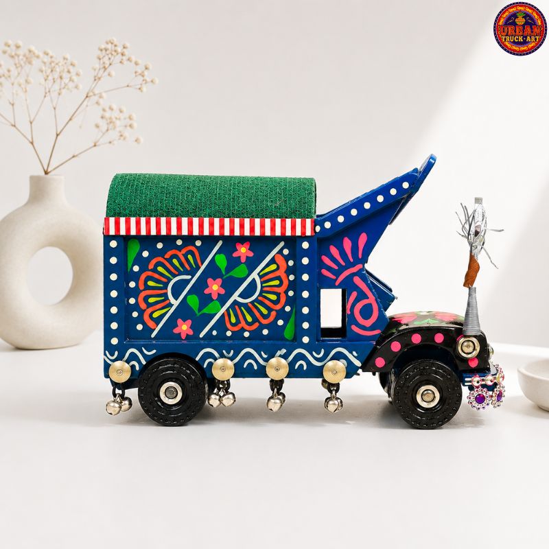 Blue Truck Art Hand Painted Truck