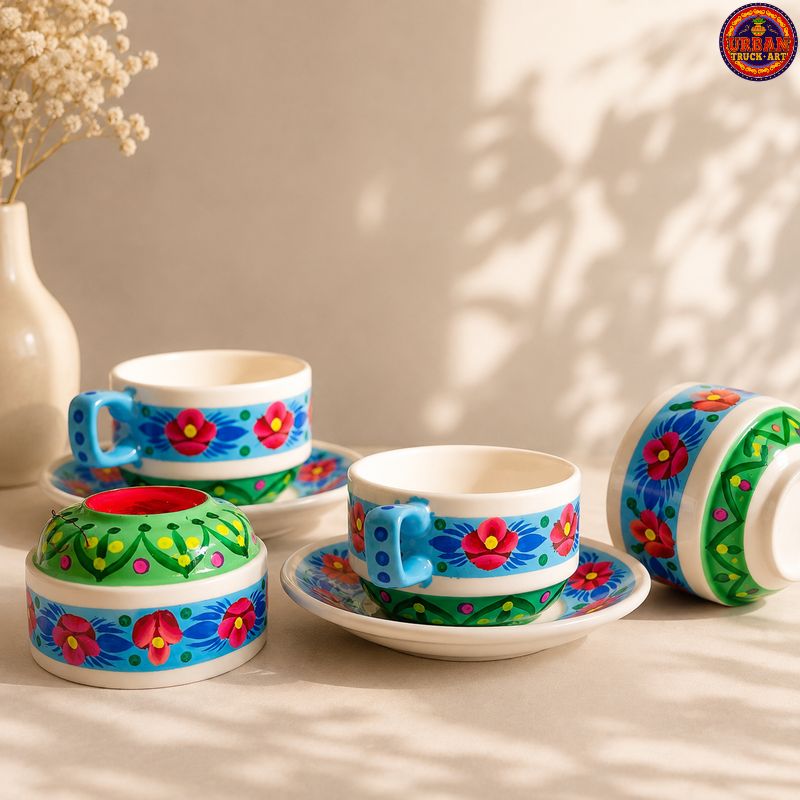 Blue Ceramic Hand Painted Tea Set
