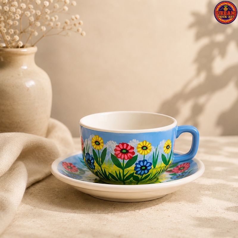 Blue Flowers Artistic Pakistani Tea Set