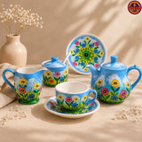 Blue Flowers Artistic Pakistani Tea Set