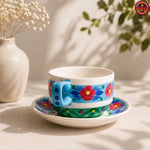 Blue Hand Painted Tea Cup