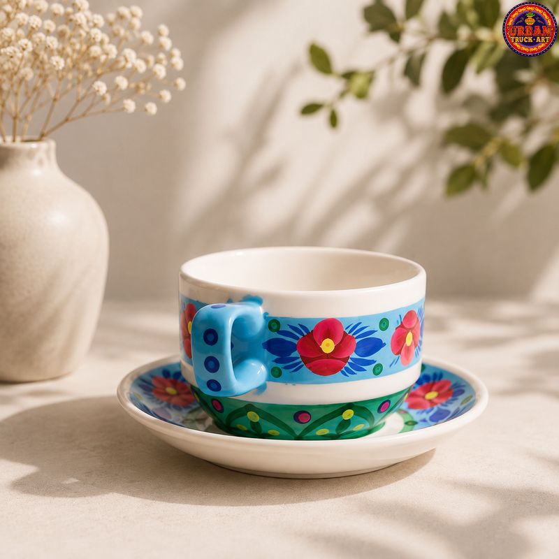 Blue Hand Painted Tea Cup