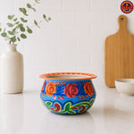 Blue Hand Painted Silver Handi