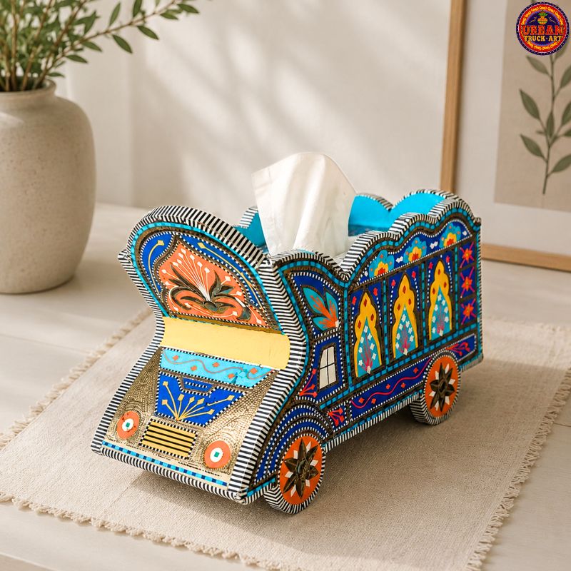 Truck Art Wooden Tissue Box
