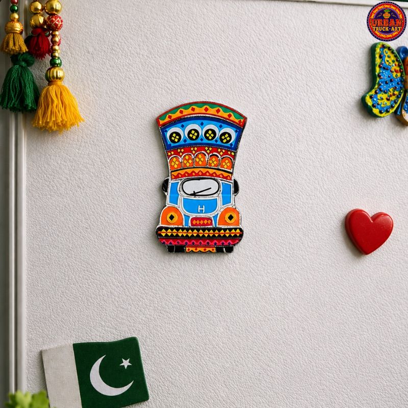 Blue Truck Front Automobile Truck Art Fridge Magnets