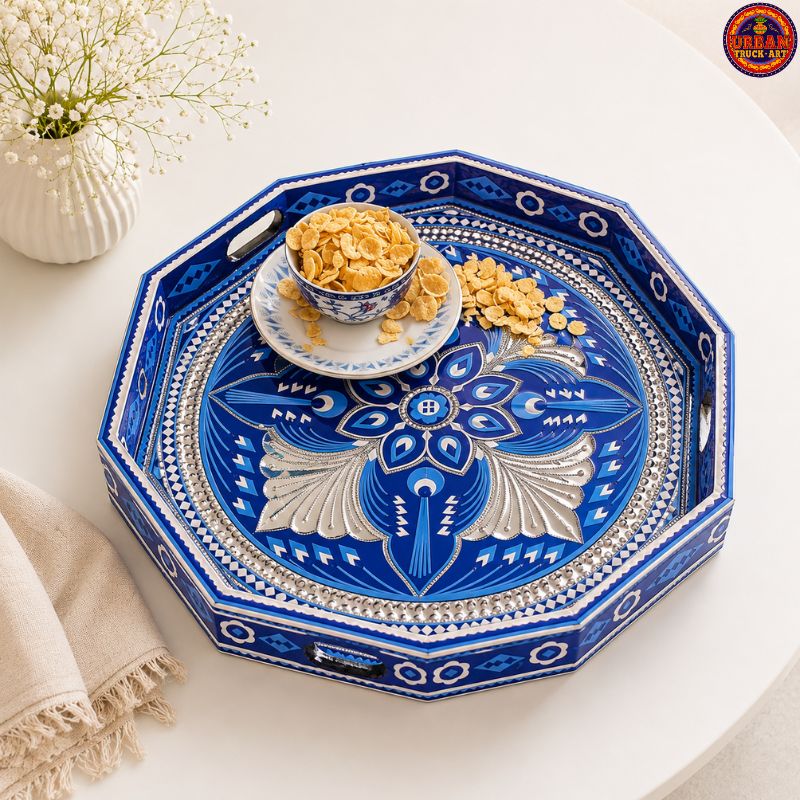 Blue Wooden Octagon Tray