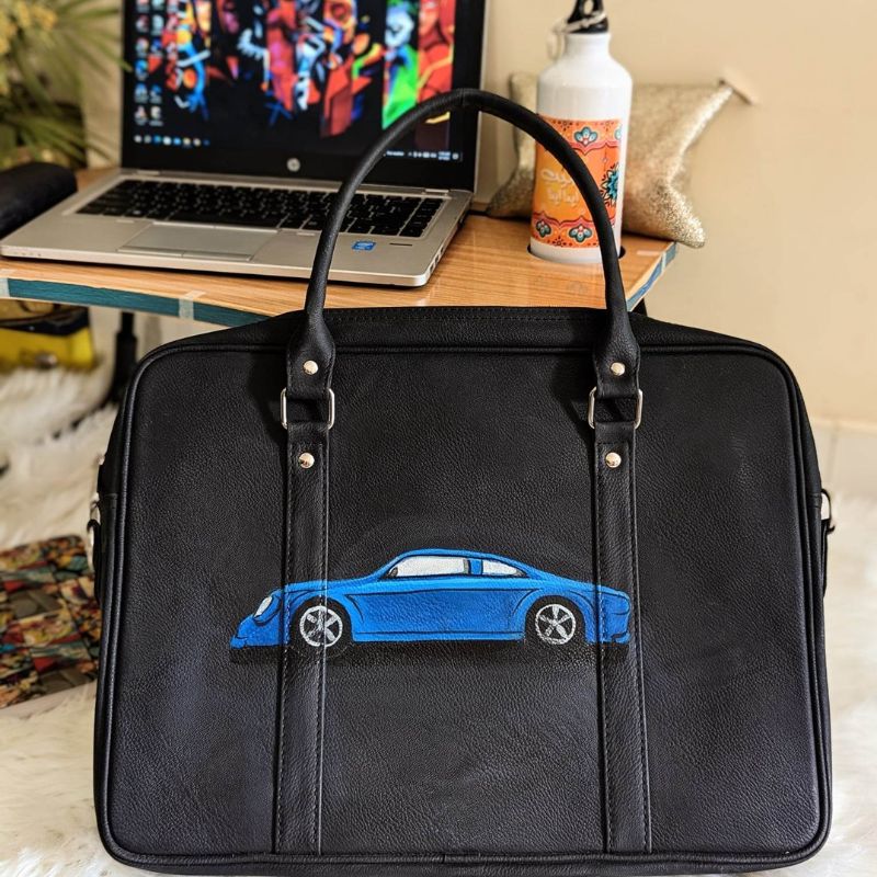 Hand Painted Car Laptop Bag