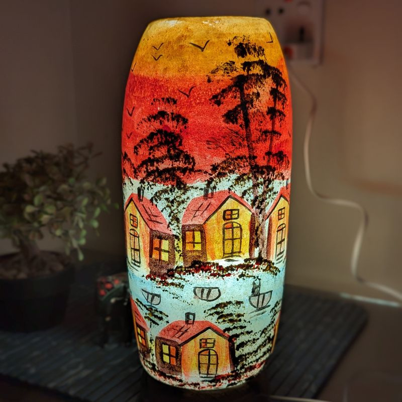 Cottage Hand Painted Lamp