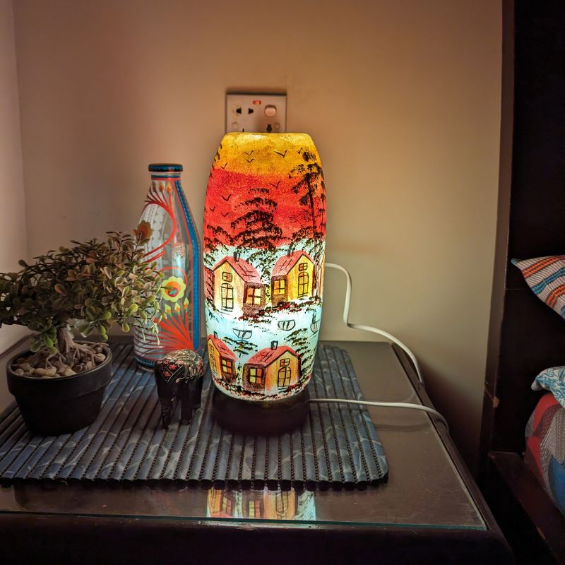 Cottage Hand Painted Lamp