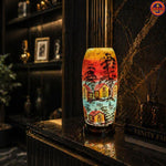 Cottage Hand Painted Camel Skin Lamp