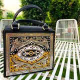 Black Personalized Cross Stitch Handbag